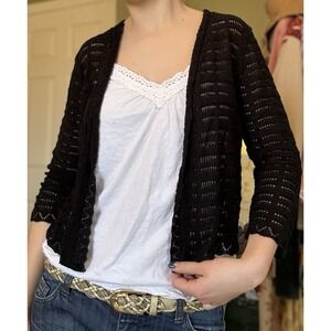 Women's Cardigan Sweater Cover Up Black Knit Med Sweater Neutral Work Dress